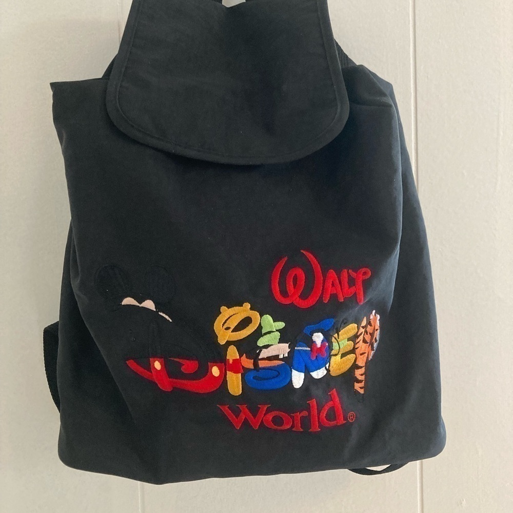 Walt Disney World Backpack Embroidered Book Bag Backpack Drawstring Tote Black - Picture 2 of 8